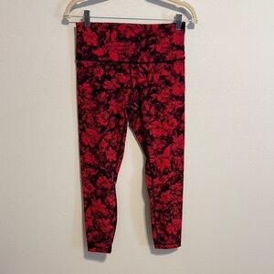 Lululemon Athletica Red Floral Leggings